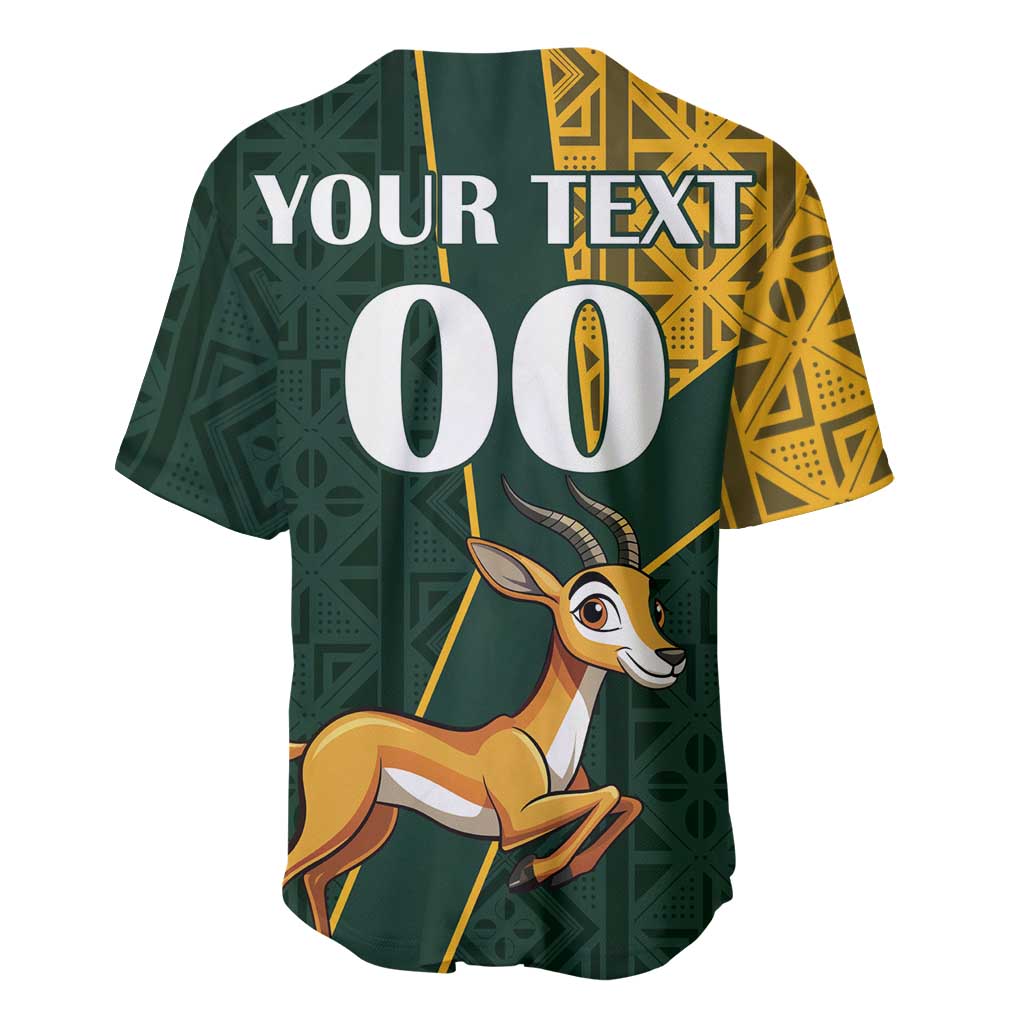 Custom South Africa Springbok Jumping Baseball Jersey With Kente Patterns LT18