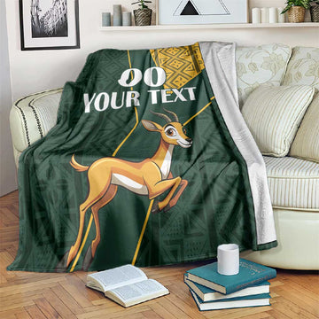Custom South Africa Springbok Jumping Blanket With Kente Patterns LT18