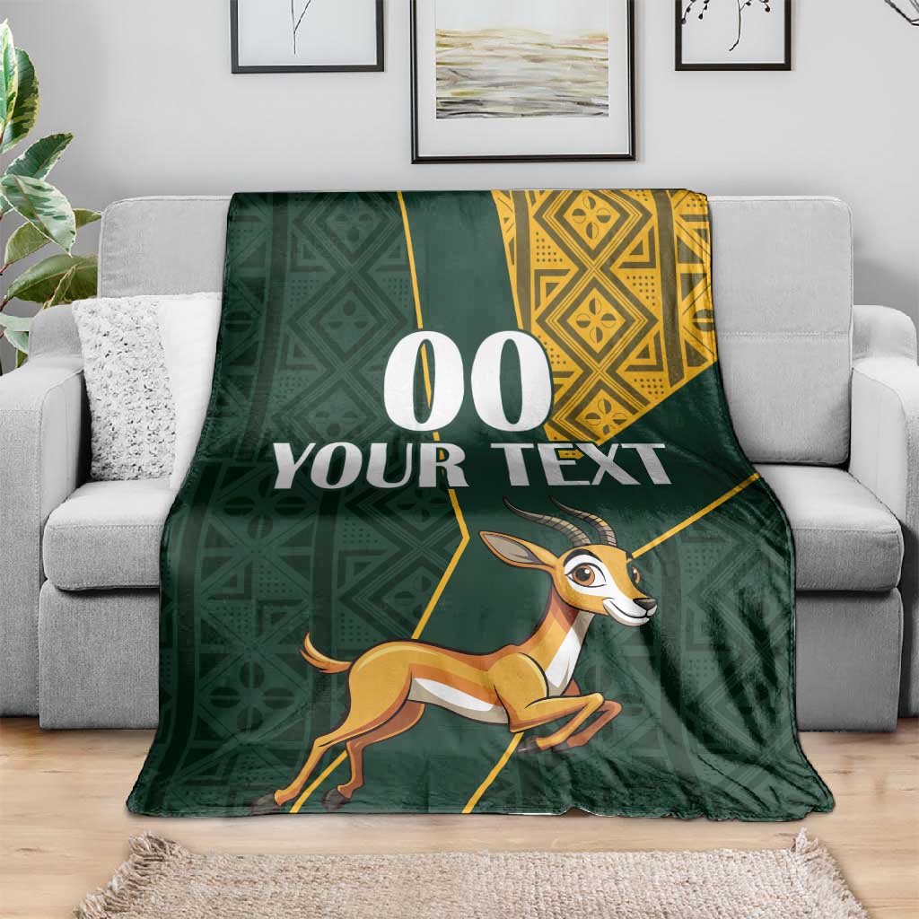 Custom South Africa Springbok Jumping Blanket With Kente Patterns LT18