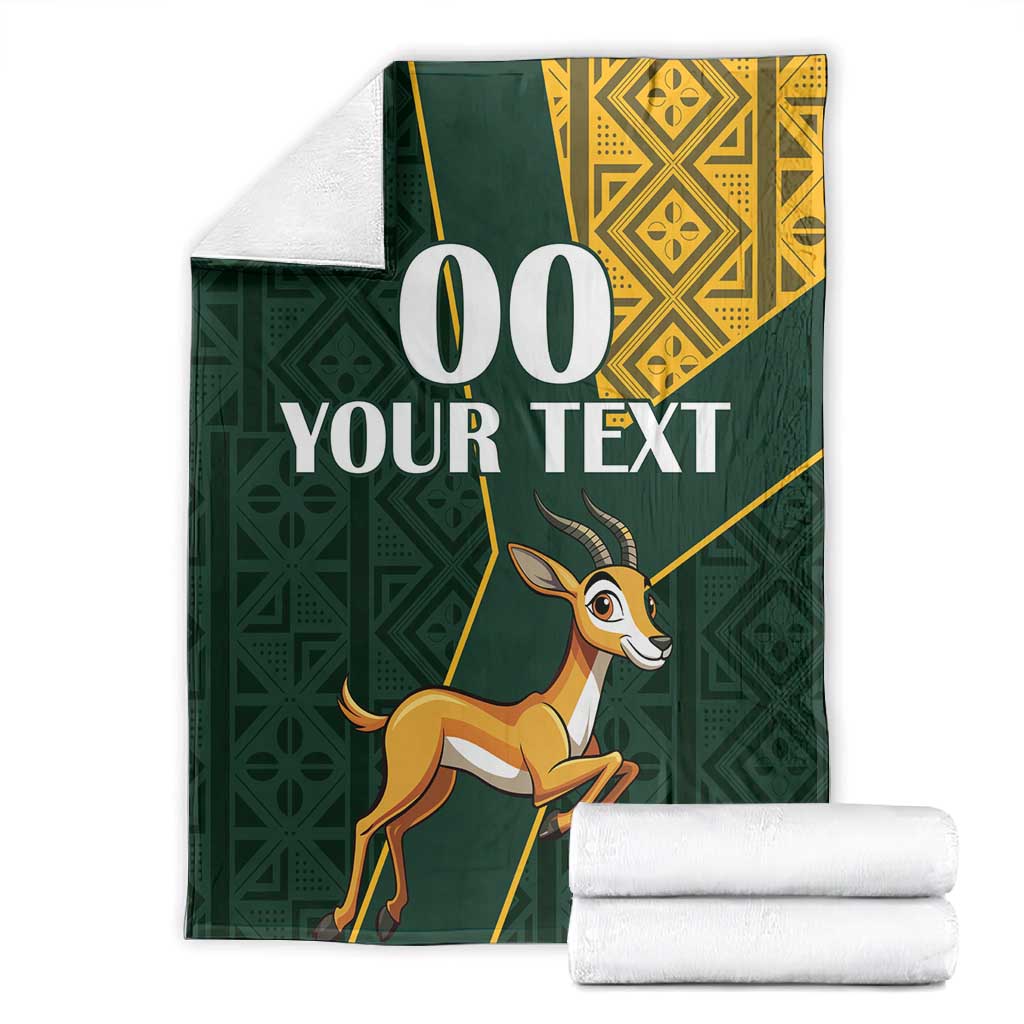 Custom South Africa Springbok Jumping Blanket With Kente Patterns LT18