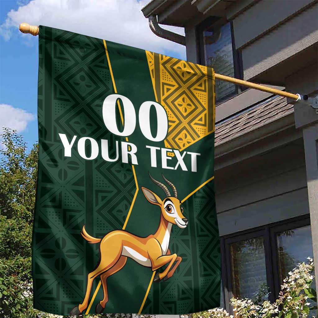 Custom South Africa Springbok Jumping Garden Flag With Kente Patterns LT18