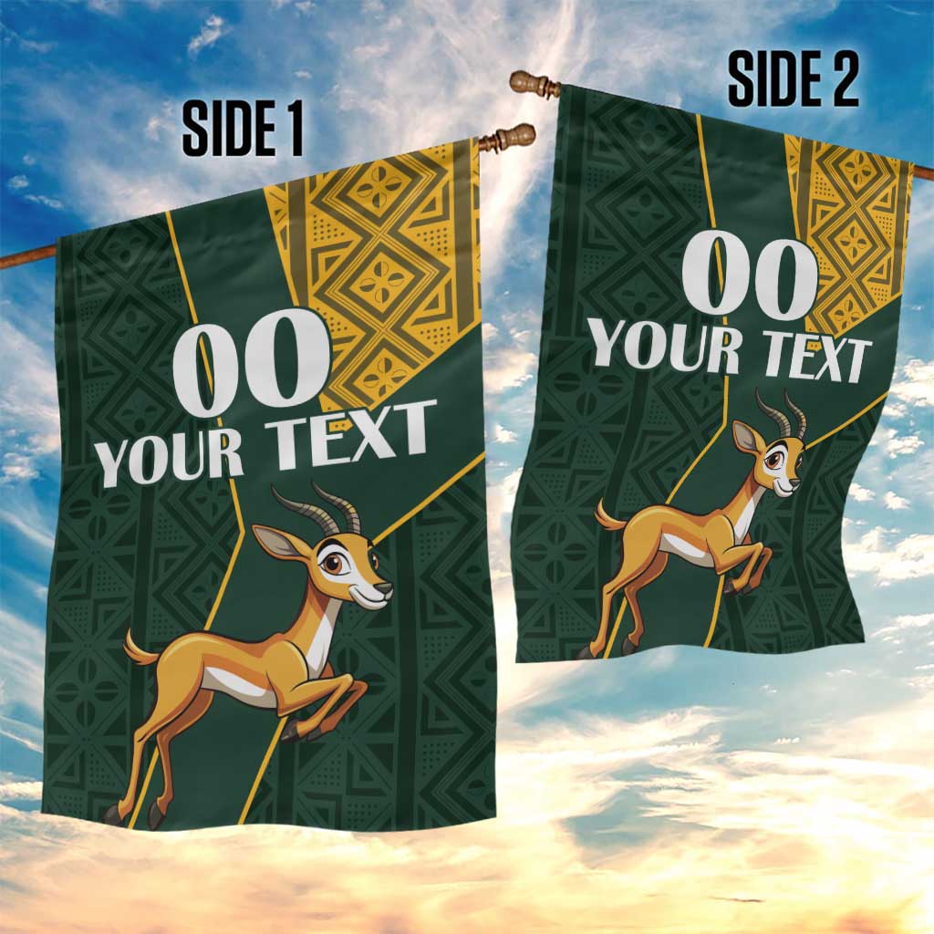 Custom South Africa Springbok Jumping Garden Flag With Kente Patterns LT18