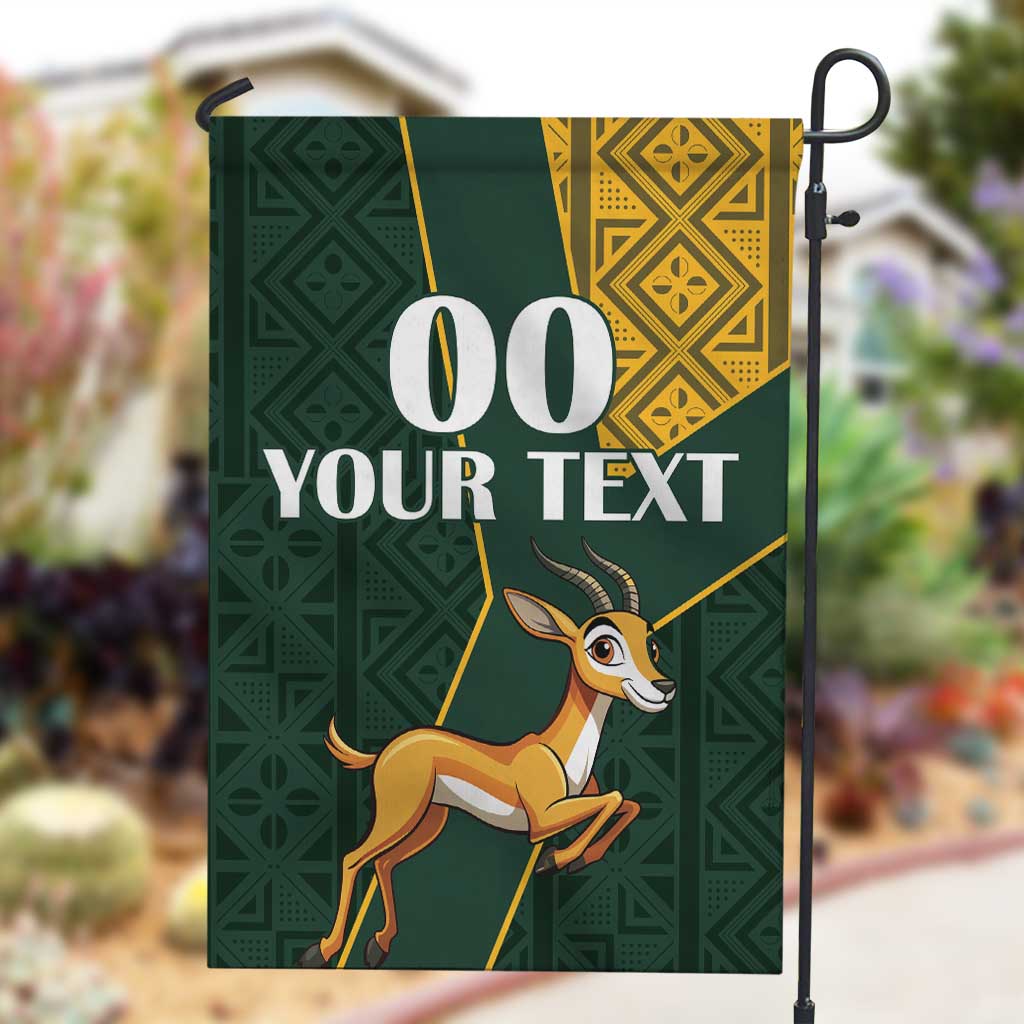 Custom South Africa Springbok Jumping Garden Flag With Kente Patterns LT18
