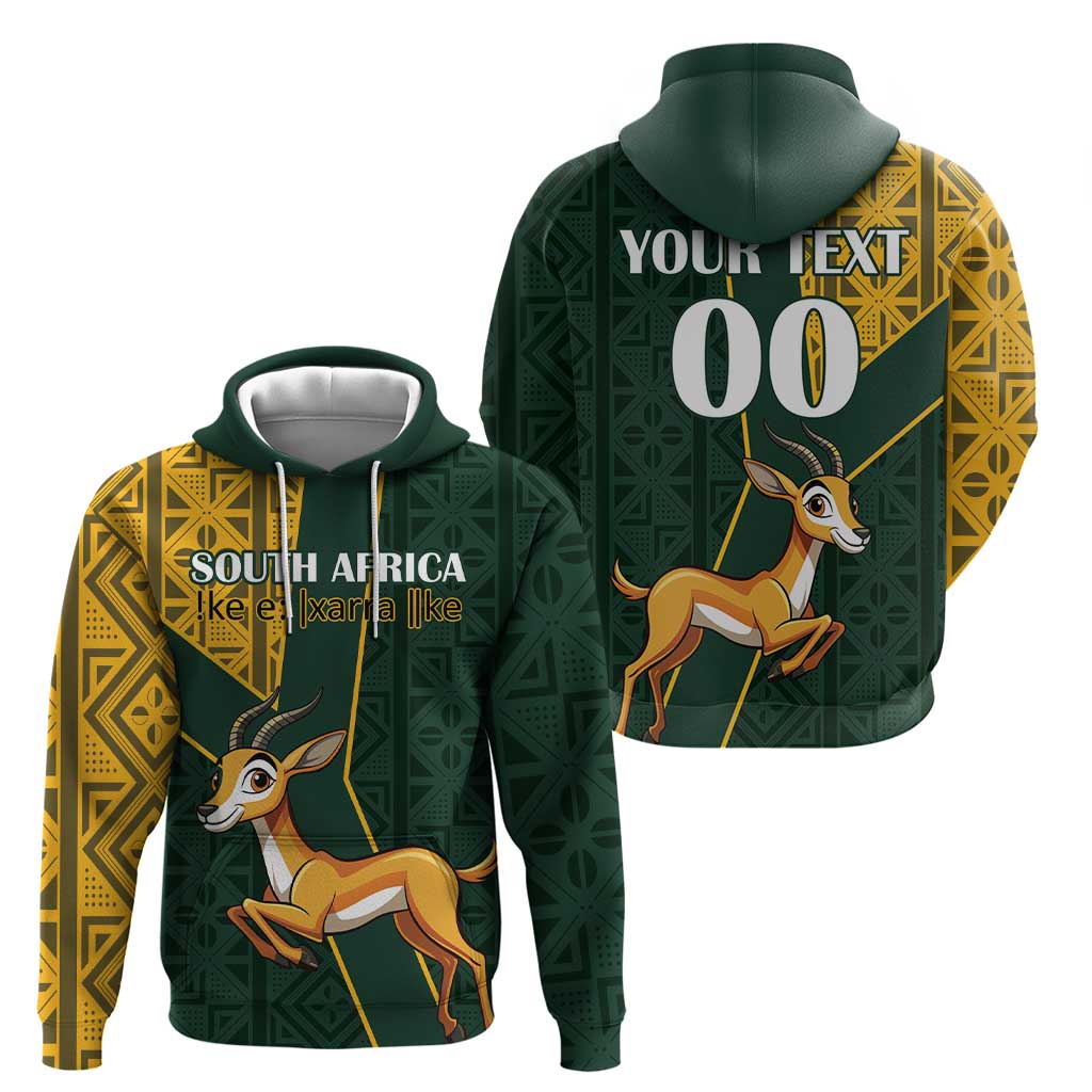 Custom South Africa Springbok Jumping Hoodie With Kente Patterns LT18