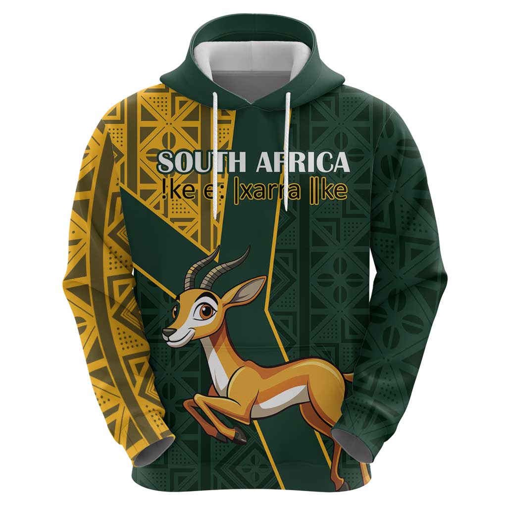 Custom South Africa Springbok Jumping Hoodie With Kente Patterns LT18