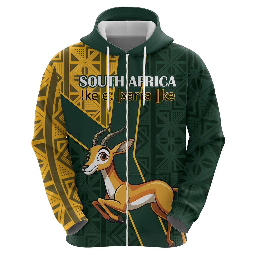 Custom South Africa Springbok Jumping Hoodie With Kente Patterns LT18