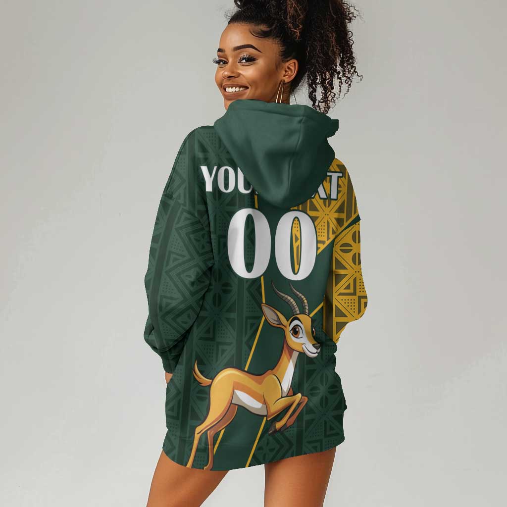 Custom South Africa Springbok Jumping Hoodie Dress With Kente Patterns LT18