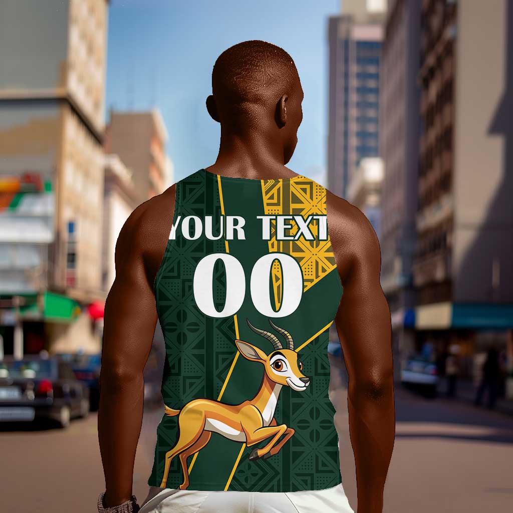 Custom South Africa Springbok Jumping Men Tank Top With Kente Patterns LT18