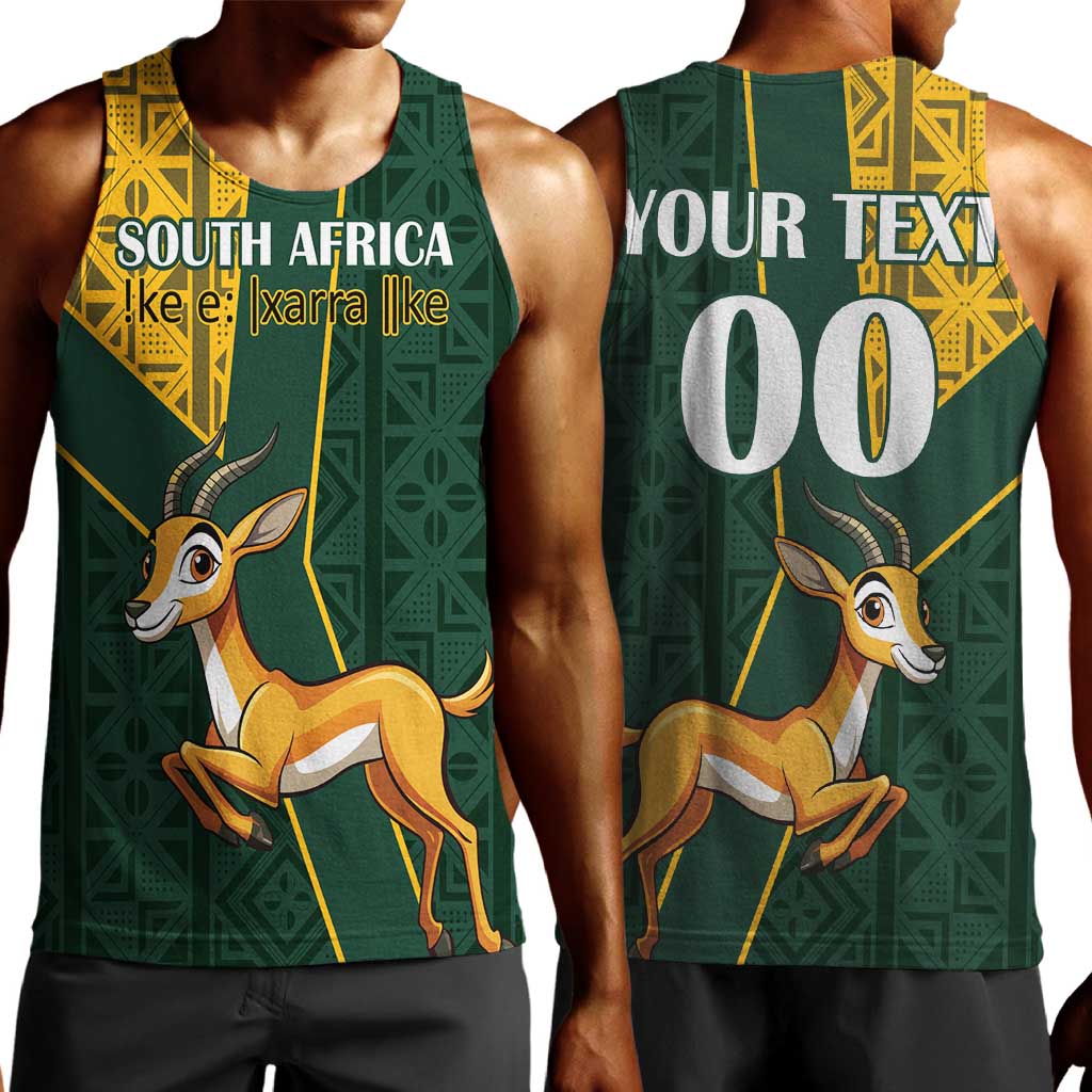 Custom South Africa Springbok Jumping Men Tank Top With Kente Patterns LT18