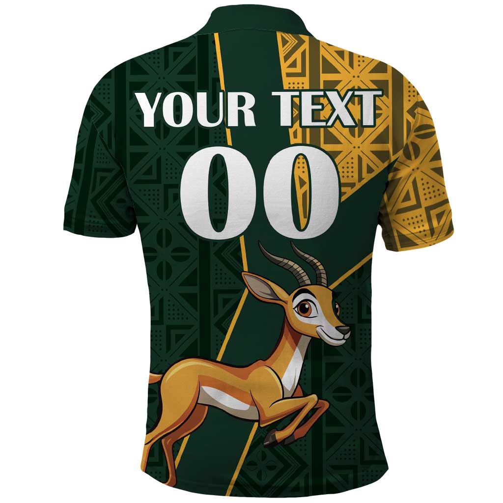 Custom South Africa Springbok Jumping Polo Shirt With Kente Patterns LT18