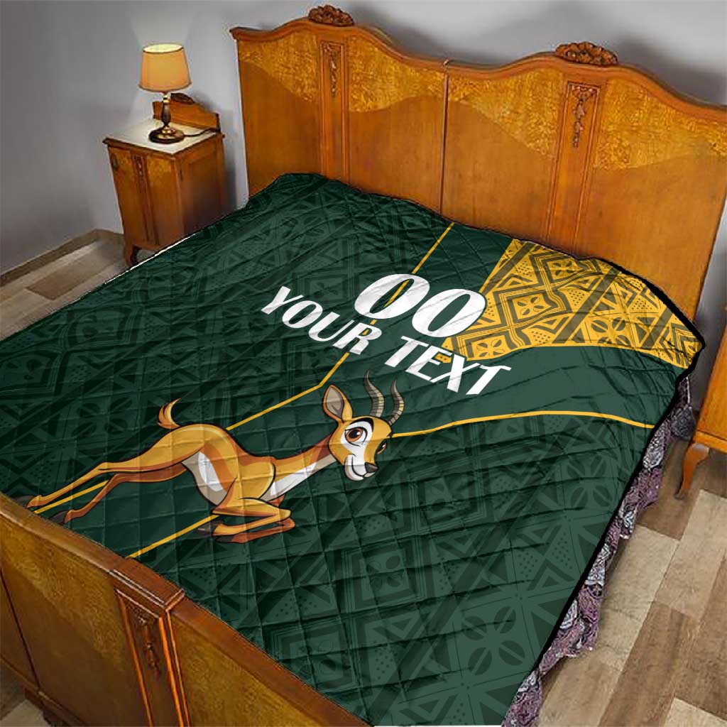 Custom South Africa Springbok Jumping Quilt With Kente Patterns LT18