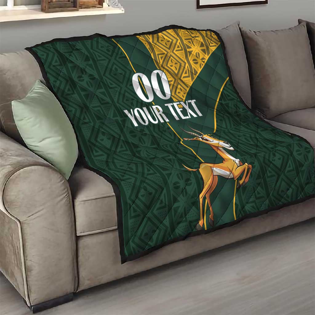 Custom South Africa Springbok Jumping Quilt With Kente Patterns LT18