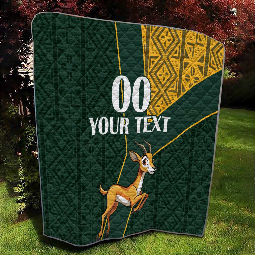 Custom South Africa Springbok Jumping Quilt With Kente Patterns LT18