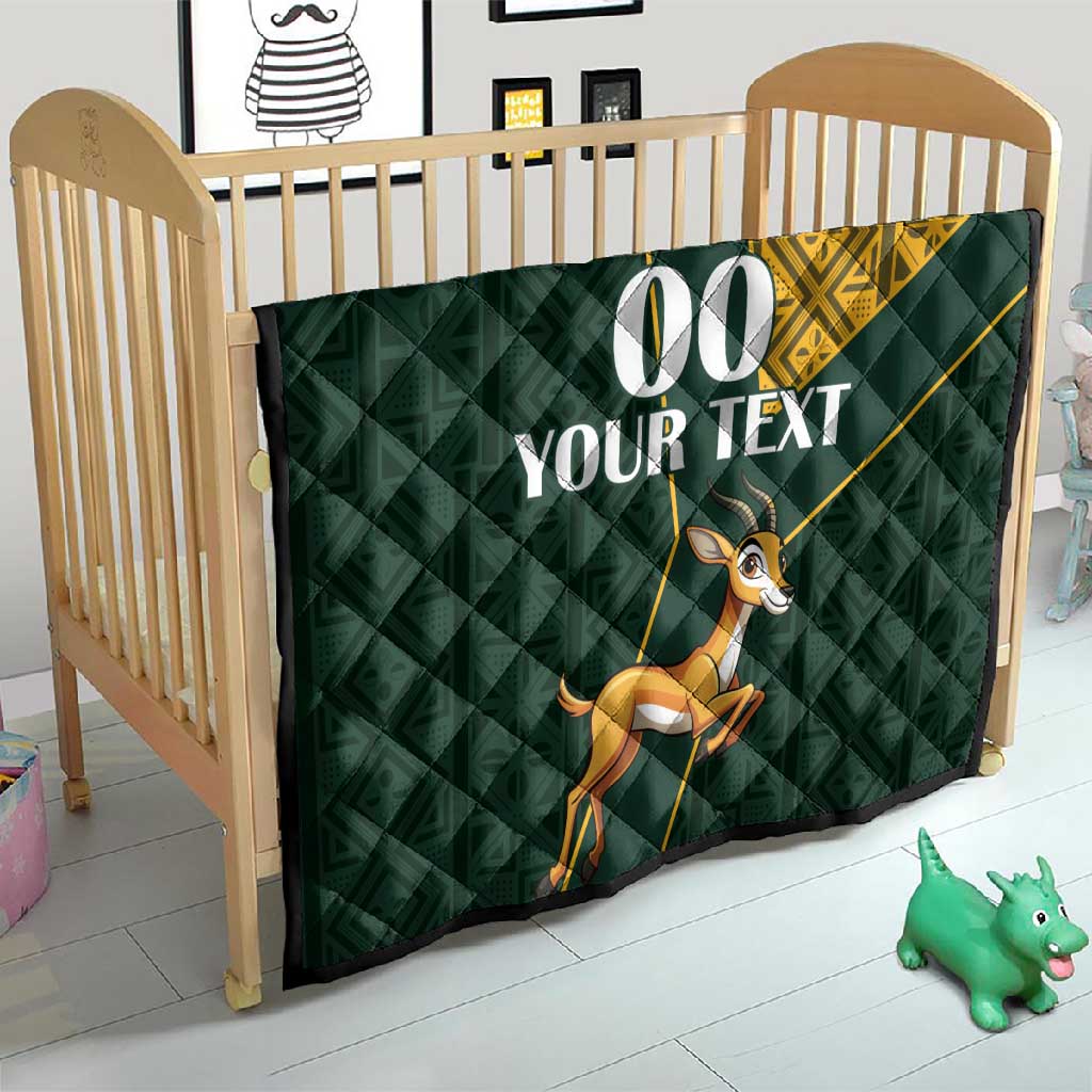 Custom South Africa Springbok Jumping Quilt With Kente Patterns LT18