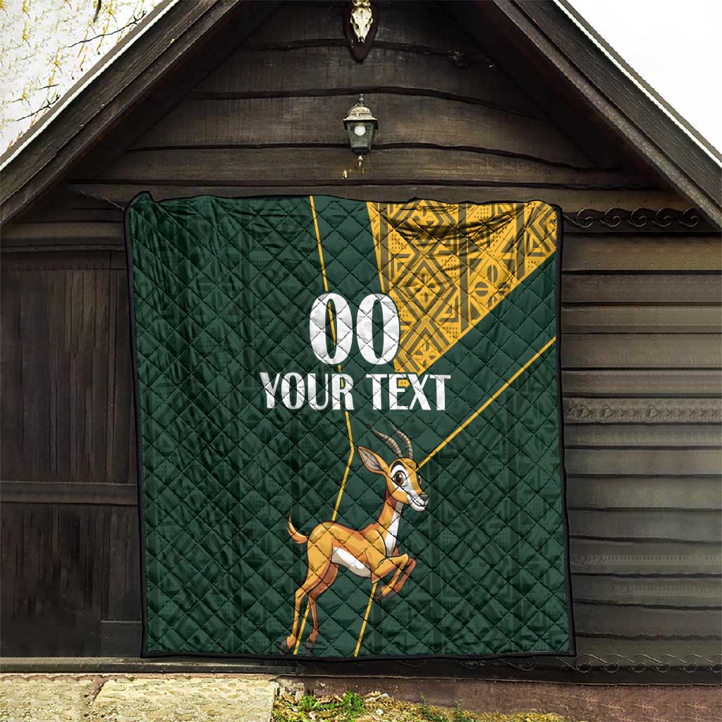 Custom South Africa Springbok Jumping Quilt With Kente Patterns LT18