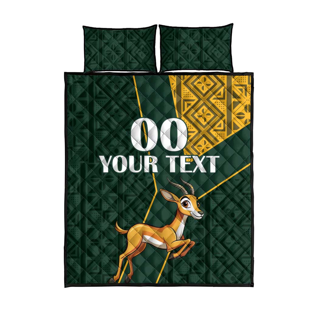 Custom South Africa Springbok Jumping Quilt Bed Set With Kente Patterns LT18