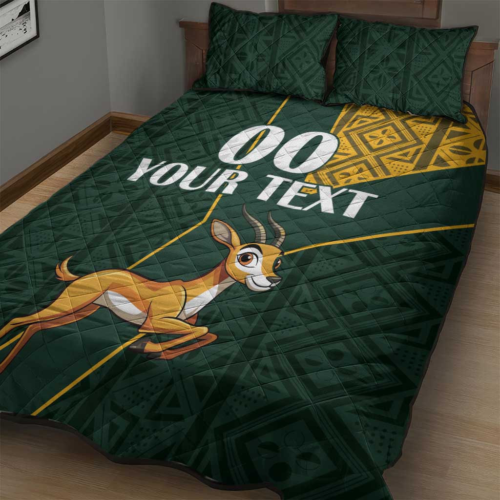 Custom South Africa Springbok Jumping Quilt Bed Set With Kente Patterns LT18
