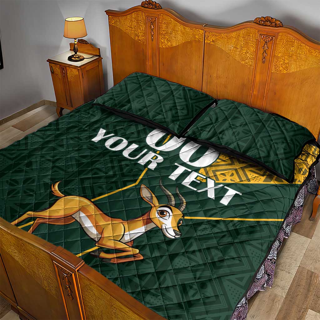 Custom South Africa Springbok Jumping Quilt Bed Set With Kente Patterns LT18
