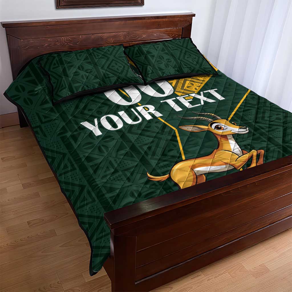 Custom South Africa Springbok Jumping Quilt Bed Set With Kente Patterns LT18