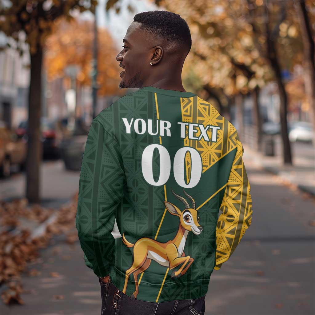 Custom South Africa Springbok Jumping Sweatshirt With Kente Patterns LT18