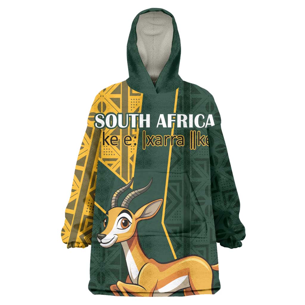 Custom South Africa Springbok Jumping Wearable Blanket Hoodie With Kente Patterns LT18