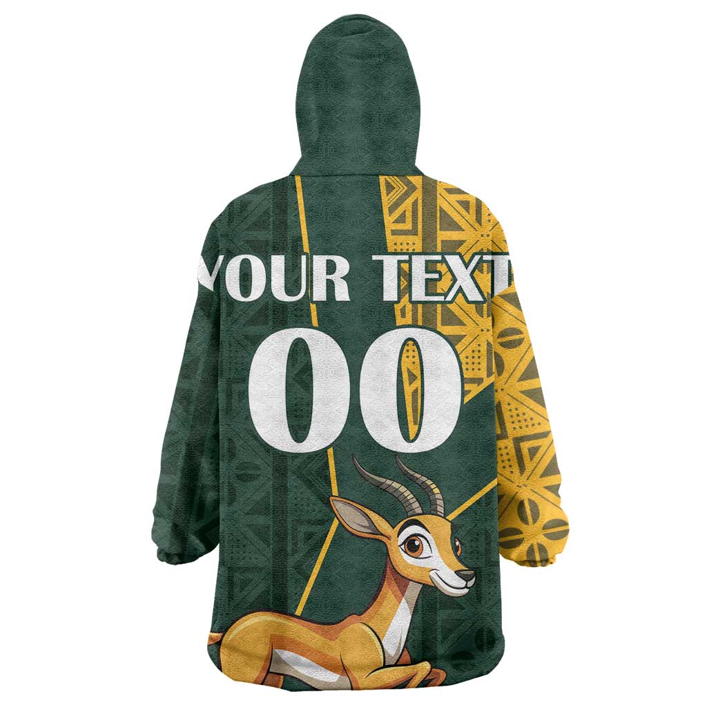 Custom South Africa Springbok Jumping Wearable Blanket Hoodie With Kente Patterns LT18