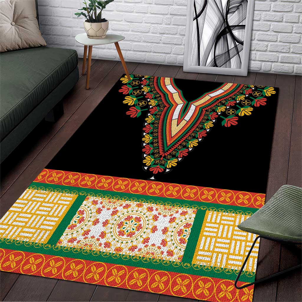 Africa Dashiki Area Rug Embroidery Neckline Floral Pattern LT18