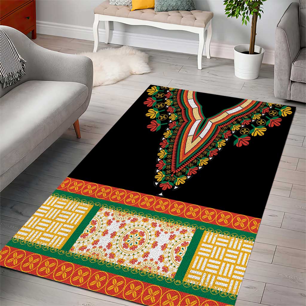 Africa Dashiki Area Rug Embroidery Neckline Floral Pattern LT18