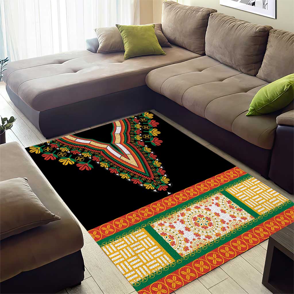 Africa Dashiki Area Rug Embroidery Neckline Floral Pattern LT18