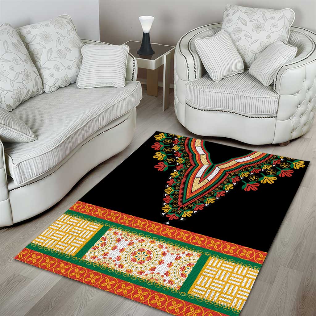 Africa Dashiki Area Rug Embroidery Neckline Floral Pattern LT18