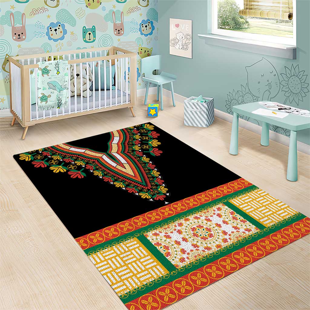 Africa Dashiki Area Rug Embroidery Neckline Floral Pattern LT18