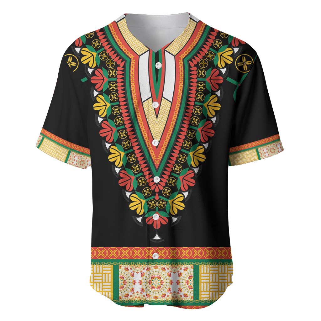 Africa Dashiki Baseball Jersey Embroidery Neckline Floral Pattern LT18