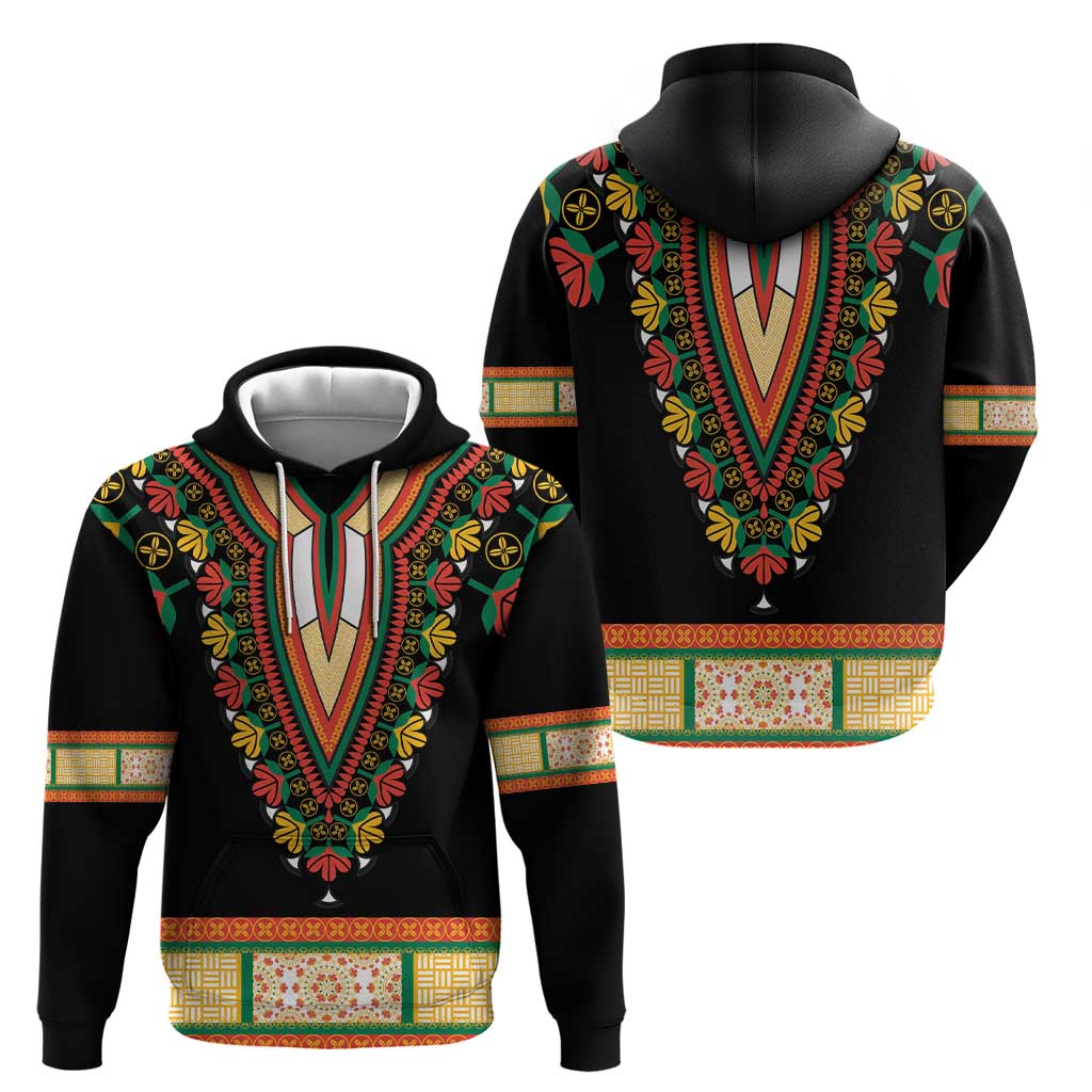 Africa Dashiki Hoodie Embroidery Neckline Floral Pattern LT18
