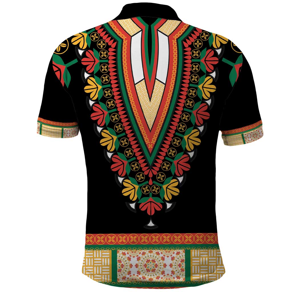 Africa Dashiki Polo Shirt Embroidery Neckline Floral Pattern LT18