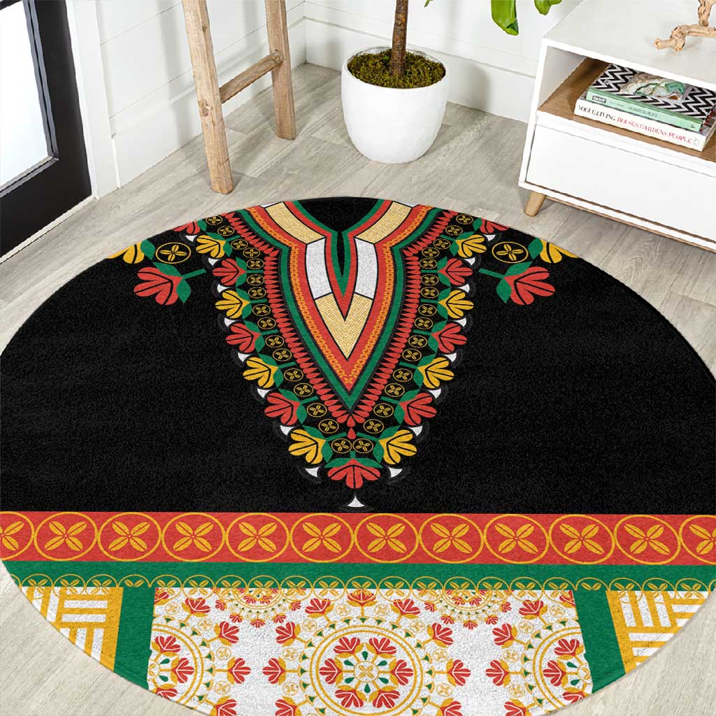 Africa Dashiki Round Carpet Embroidery Neckline Floral Pattern LT18