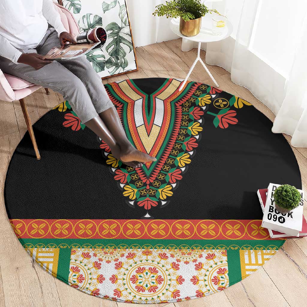 Africa Dashiki Round Carpet Embroidery Neckline Floral Pattern LT18