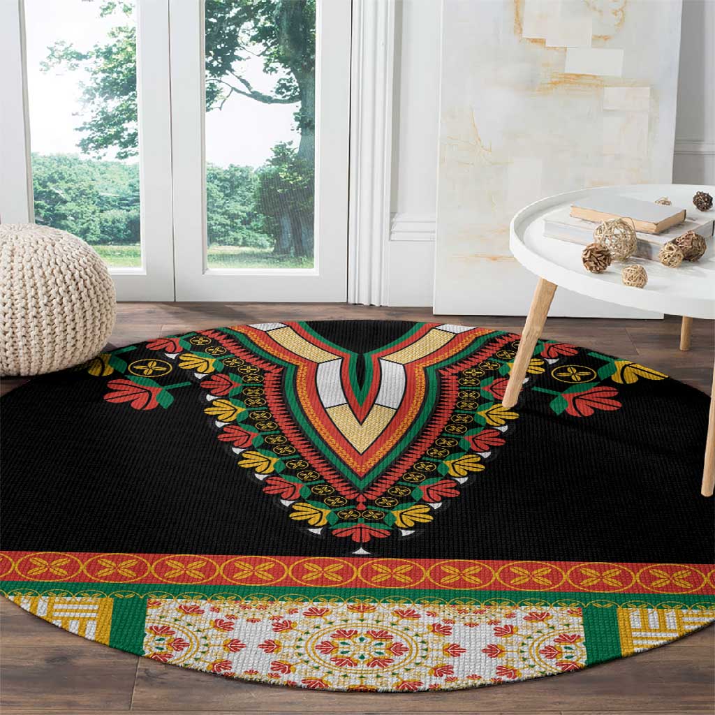 Africa Dashiki Round Carpet Embroidery Neckline Floral Pattern LT18