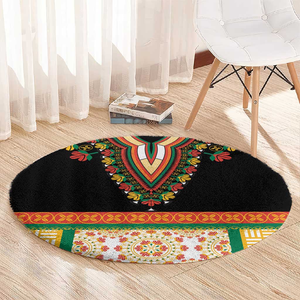 Africa Dashiki Round Carpet Embroidery Neckline Floral Pattern LT18