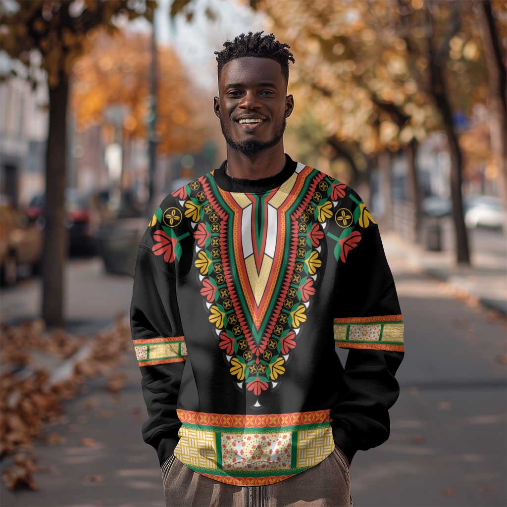 Africa Dashiki Sweatshirt Embroidery Neckline Floral Pattern LT18