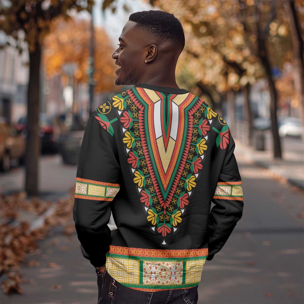 Africa Dashiki Sweatshirt Embroidery Neckline Floral Pattern LT18