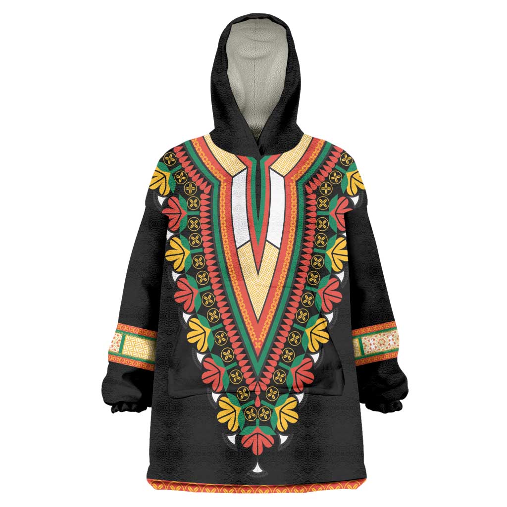 Africa Dashiki Wearable Blanket Hoodie Embroidery Neckline Floral Pattern LT18