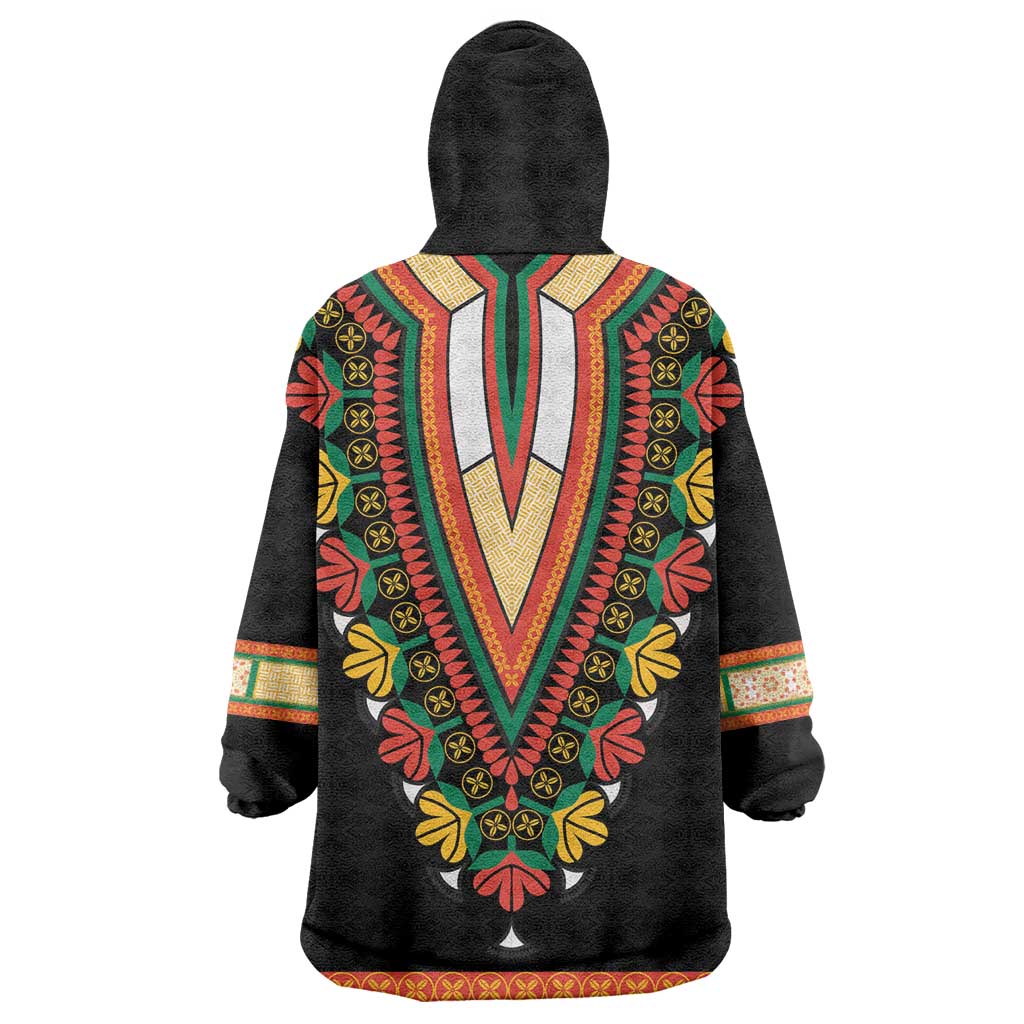 Africa Dashiki Wearable Blanket Hoodie Embroidery Neckline Floral Pattern LT18
