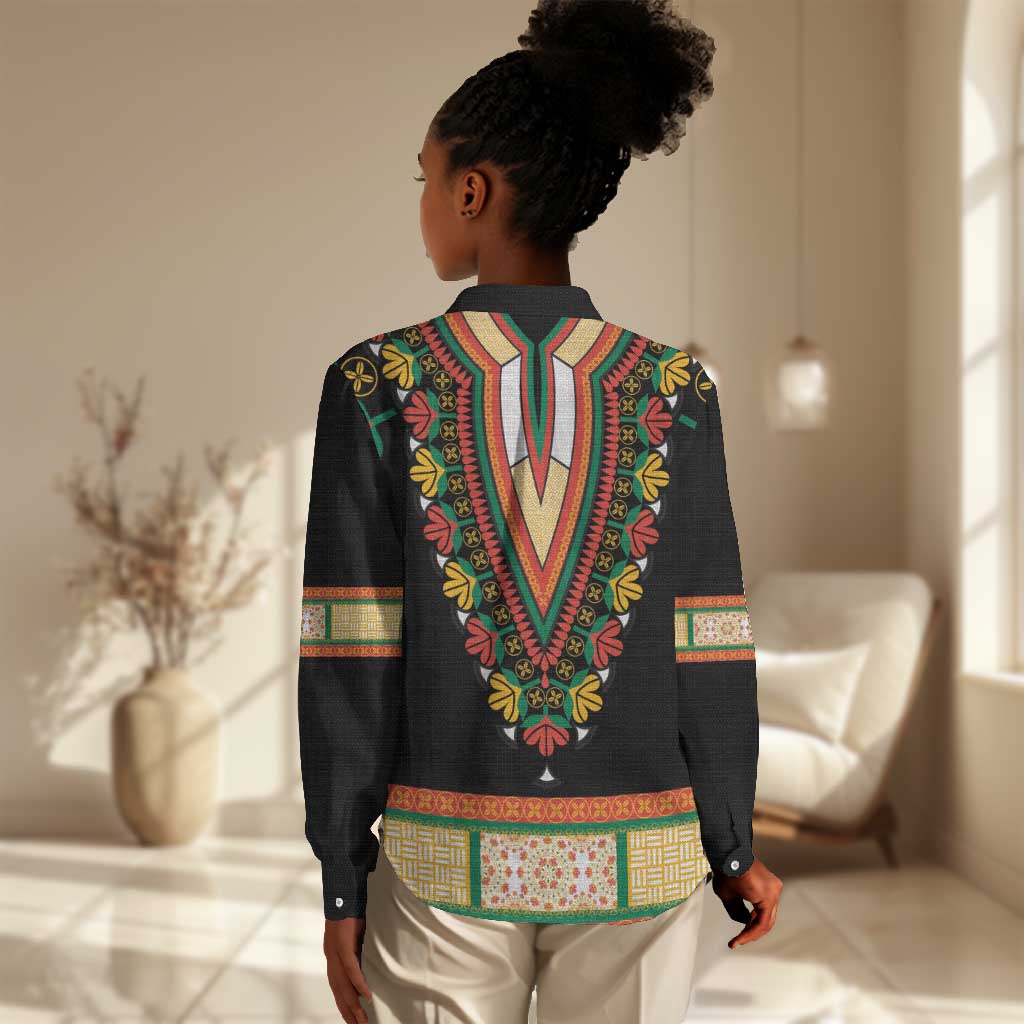 Africa Dashiki Women Casual Shirt Embroidery Neckline Floral Pattern LT18