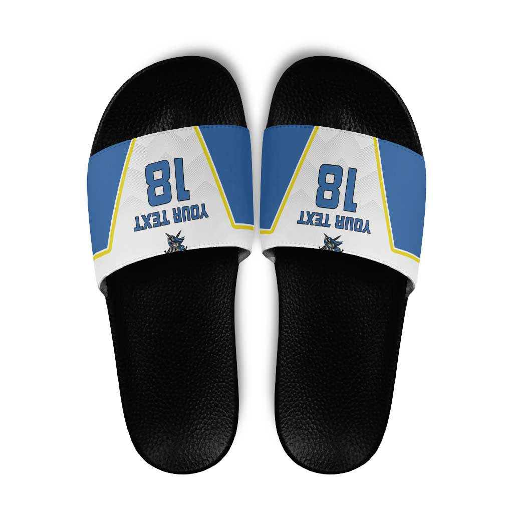 Custom West Knights of Yorkshire Slide Sandals Skate Hard Hit Harder White Version LT18