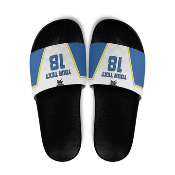 Custom West Knights of Yorkshire Slide Sandals Skate Hard Hit Harder White Version LT18