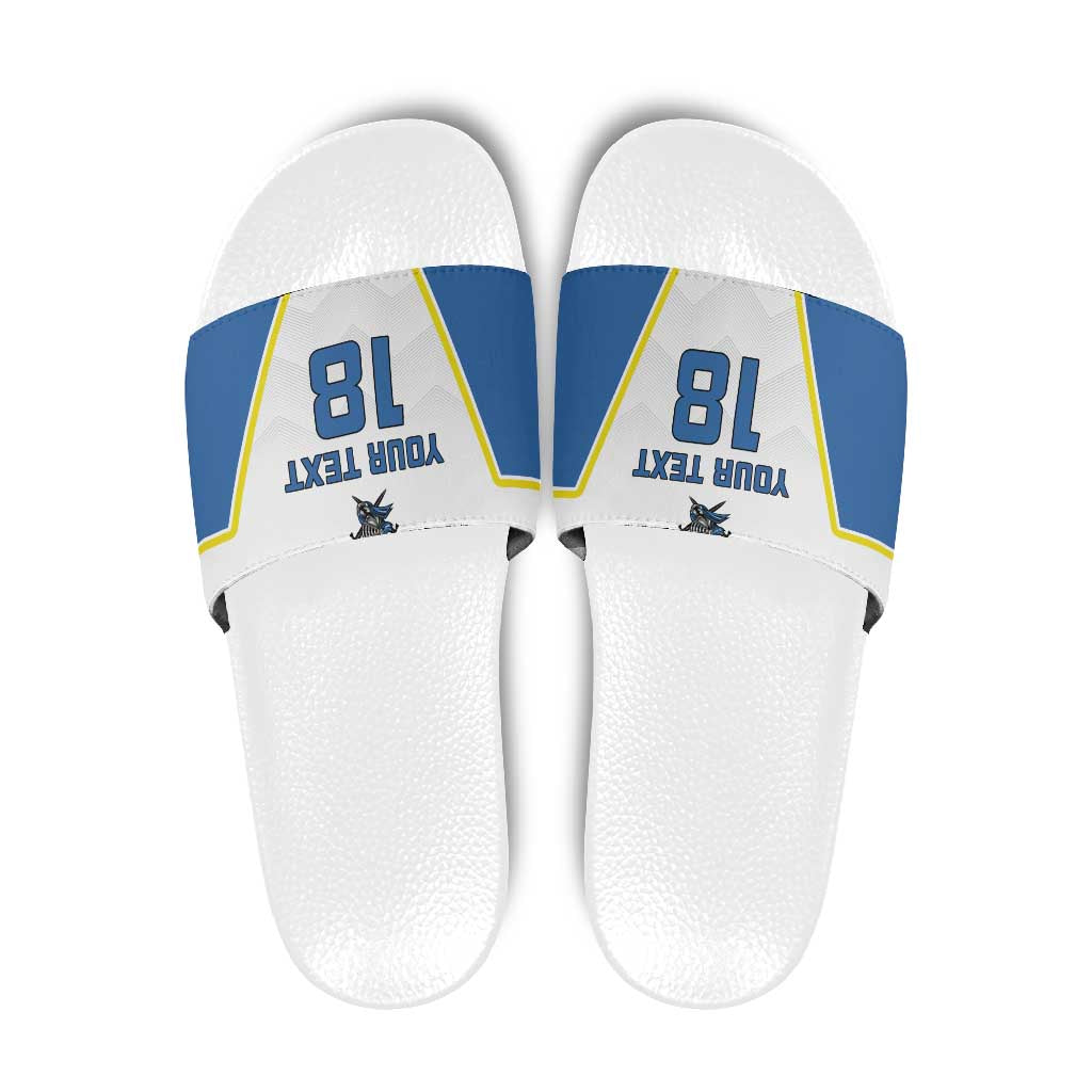 Custom West Knights of Yorkshire Slide Sandals Skate Hard Hit Harder White Version LT18