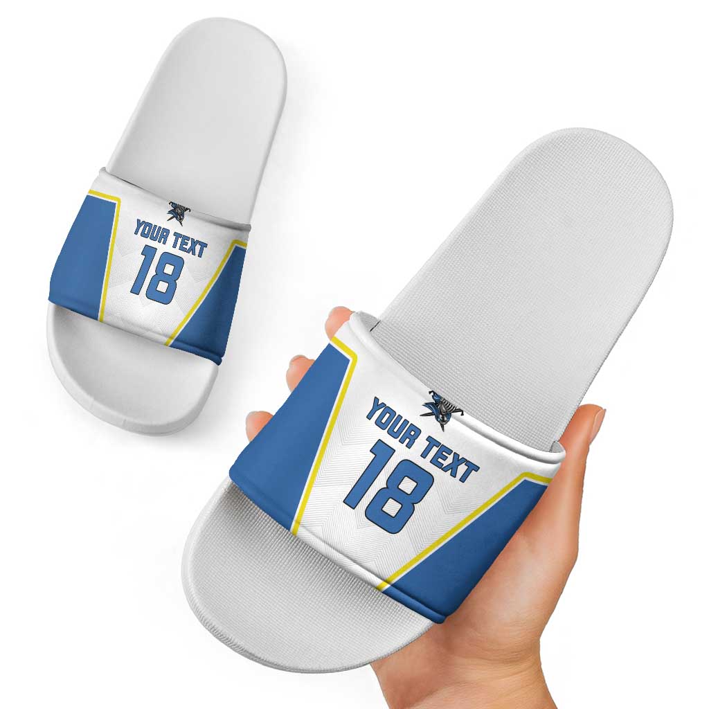 Custom West Knights of Yorkshire Slide Sandals Skate Hard Hit Harder White Version LT18