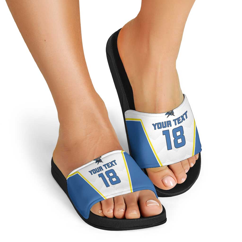 Custom West Knights of Yorkshire Slide Sandals Skate Hard Hit Harder White Version LT18