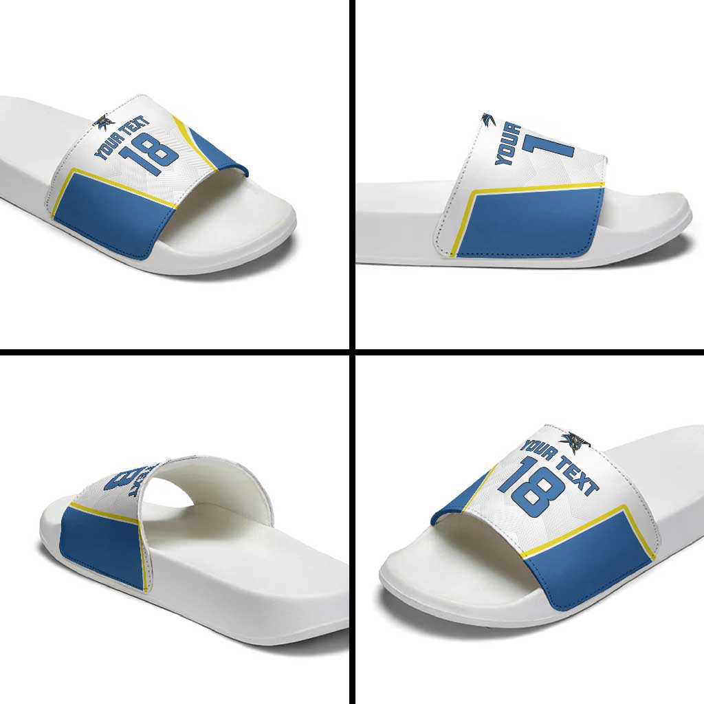 Custom West Knights of Yorkshire Slide Sandals Skate Hard Hit Harder White Version LT18