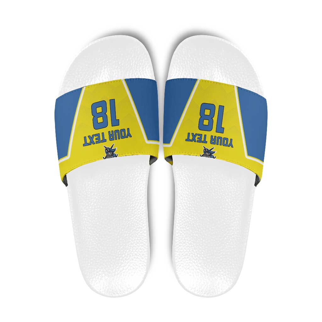 Custom West Knights of Yorkshire Slide Sandals Skate Hard Hit Harder Yellow Version LT18